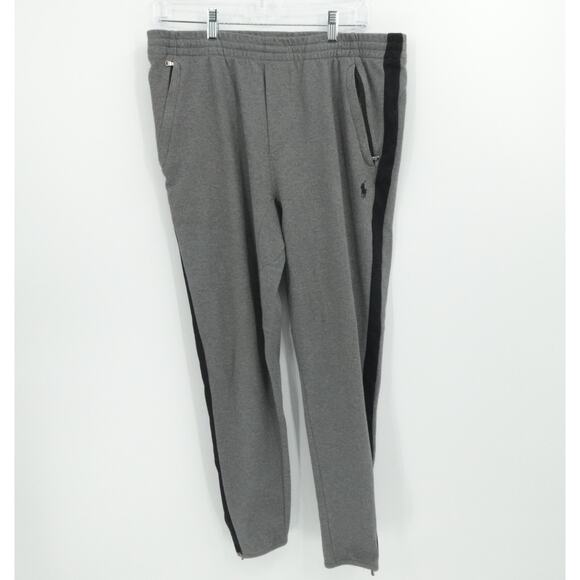 Polo Ralph Lauren Pants Mens M Gray Track Pony Ankle Zip Pull On Sweatpants - Picture 1 of 12